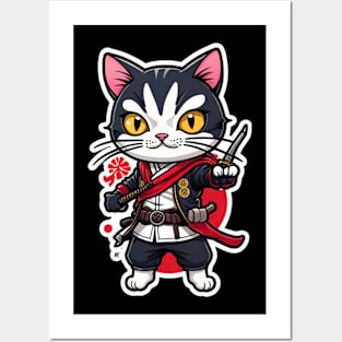 Cute cat assasin samurai Japan Posters and Art